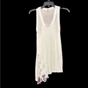 Ya Los Angeles | Women’s Tunic Asymmetric White Rayon Tank Top Size S